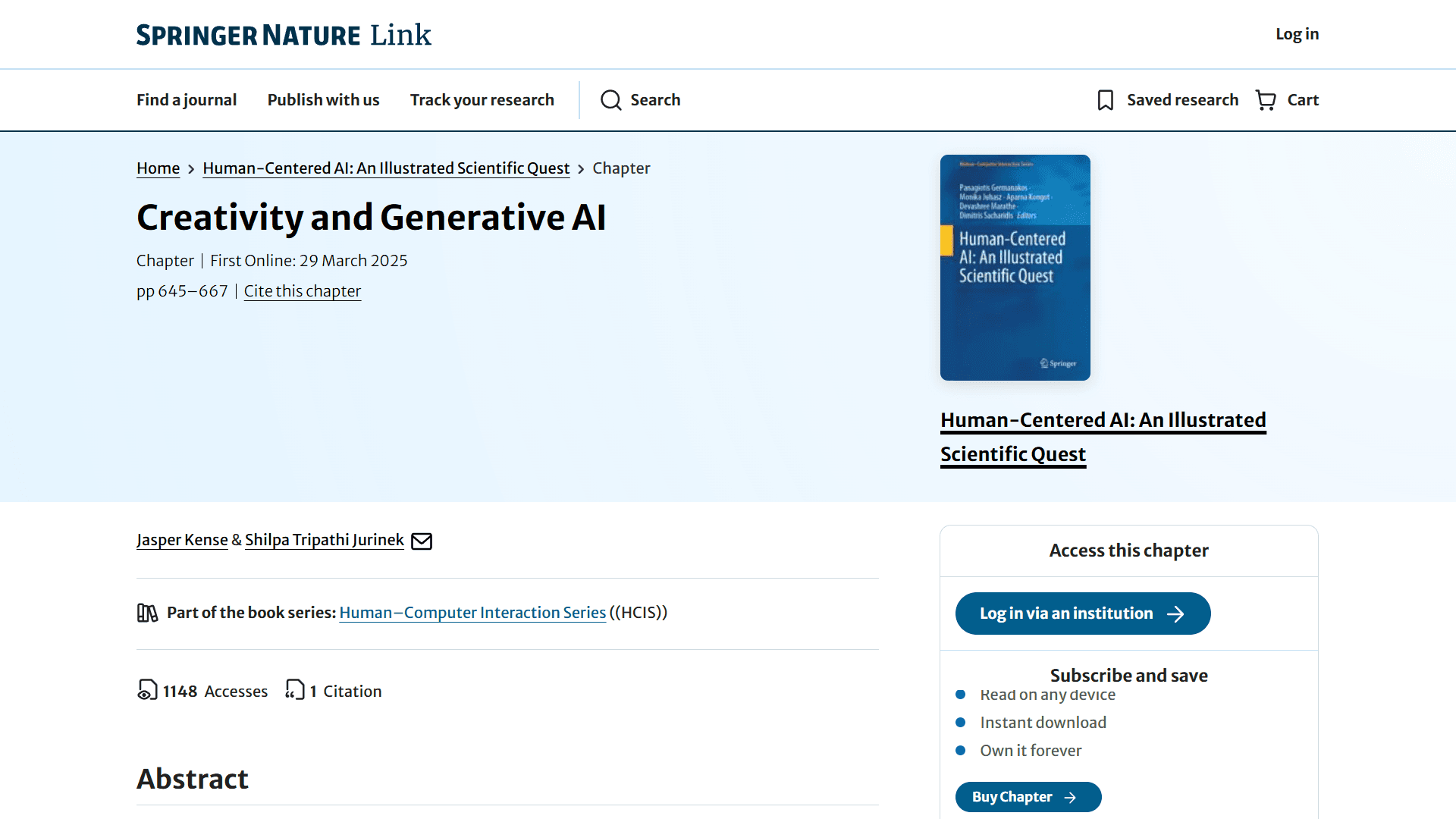 Springer publication page